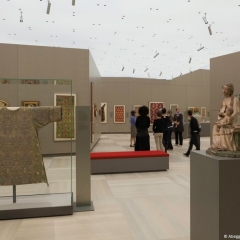 Kunstwerke des 15. und 16. Jahrhunderts in der Dauerausstellung (mit Besuchern) , @ Abegg-Stiftung, CH-Riggisberg (Photo: Christof von Viràg)