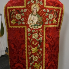 Messgewand Heilige Caecilia mit Orgel als Attribut