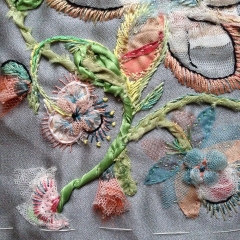 Detail eines meiner Samples für die Textile Art, um zu verdeutlichen, was ich unter “kontaminiertem Sticken” verstehe